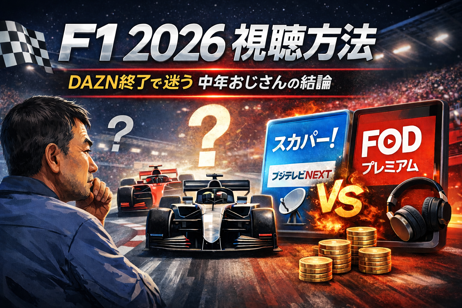 F1 2026 視聴方法 スカパーとFODの比較イメージ